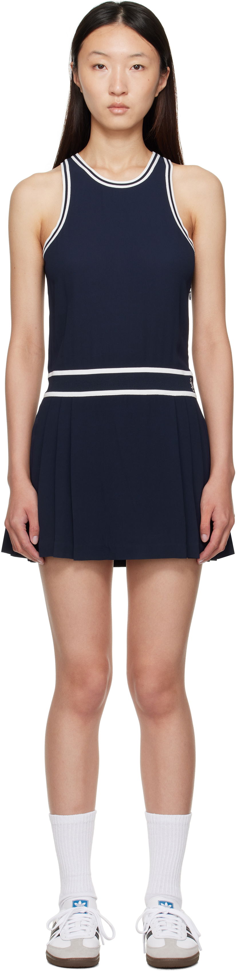 Haljina Sporty & Rich Sleeveless Pleated Phoebe Minidress Tamnoplava | DR004602302BL83
