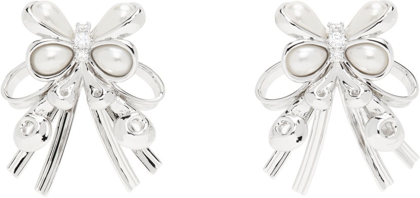 Naušnice SHUSHU/TONG SHUSHU/TONG YVMIN Edition Pearl and Crystal Bow Earrings Bijela | 24714SLV00DN2
