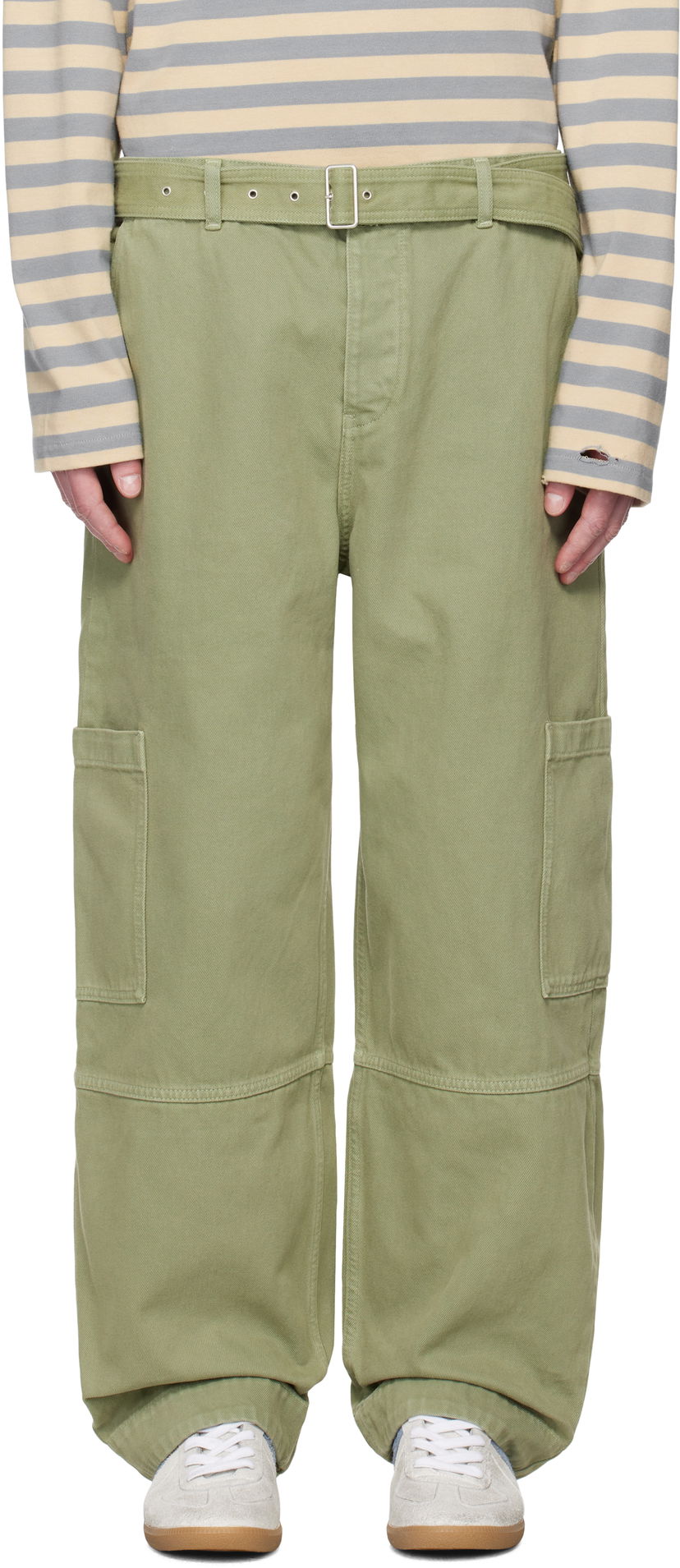 Cargo hlače MAISON KITSUNÉ Belted Utility Denim Cargo Pants Zelena | OM01104WD4012