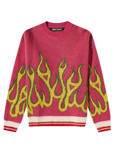 Džemper Palm Angels Flames Intarsia Crewneck Ružičasta | PMHE043F22KNI0013218