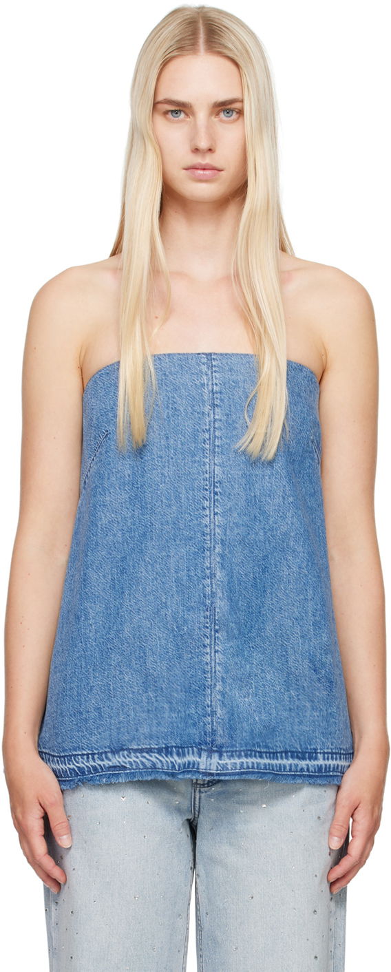 Majica bez rukava rag & bone Rag & Bone Women's Aurora Denim Tube Top Plava | WDD24P1470FQDE