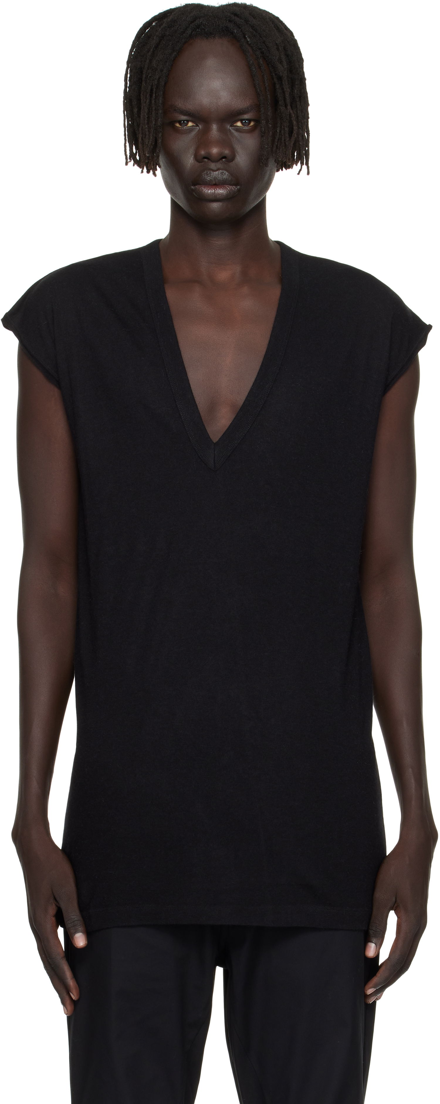 Majica kratkih rukava Rick Owens Rick Owens Concordians Deep V-Neck T-Shirt Crna | RU02E1230 JR, 0