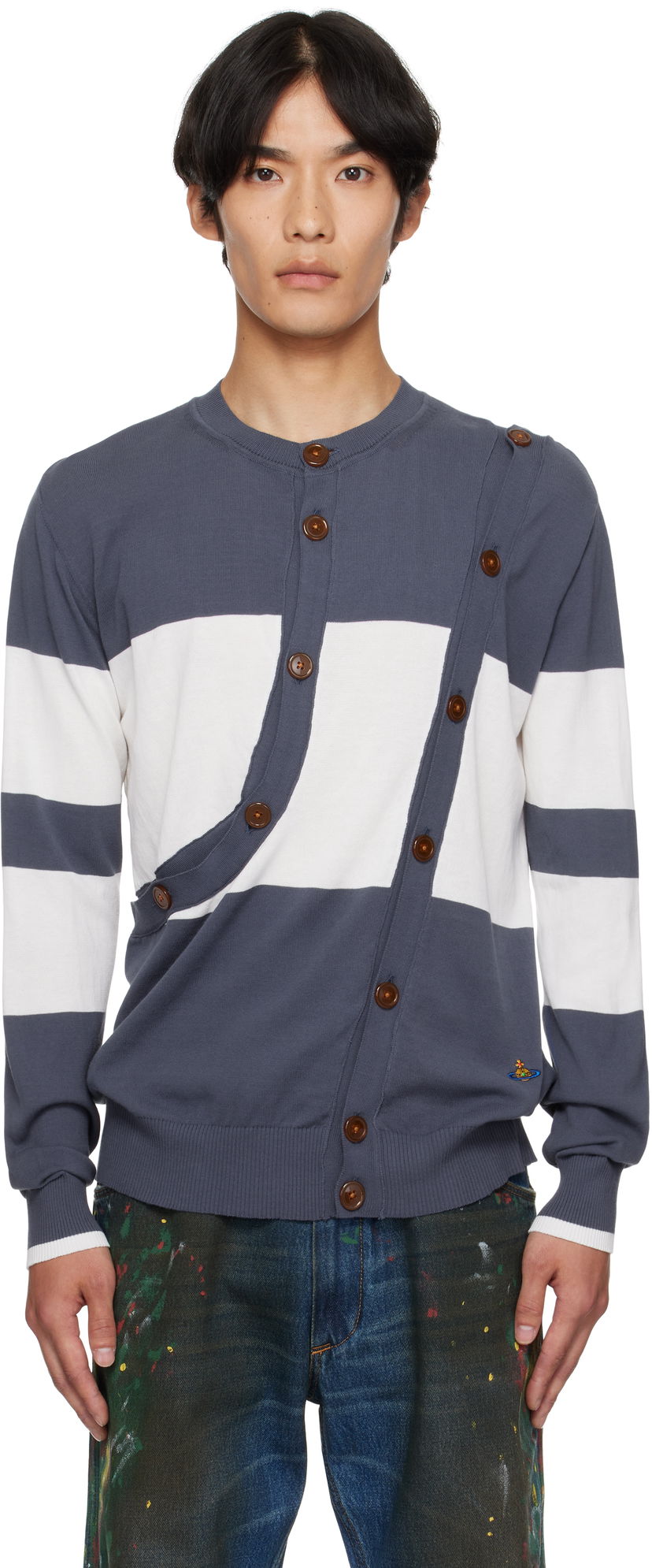 Džemper Vivienne Westwood Vivienne Westwood Ollie Striped Cardigan Tamnoplava | 2701002H-Y003F-