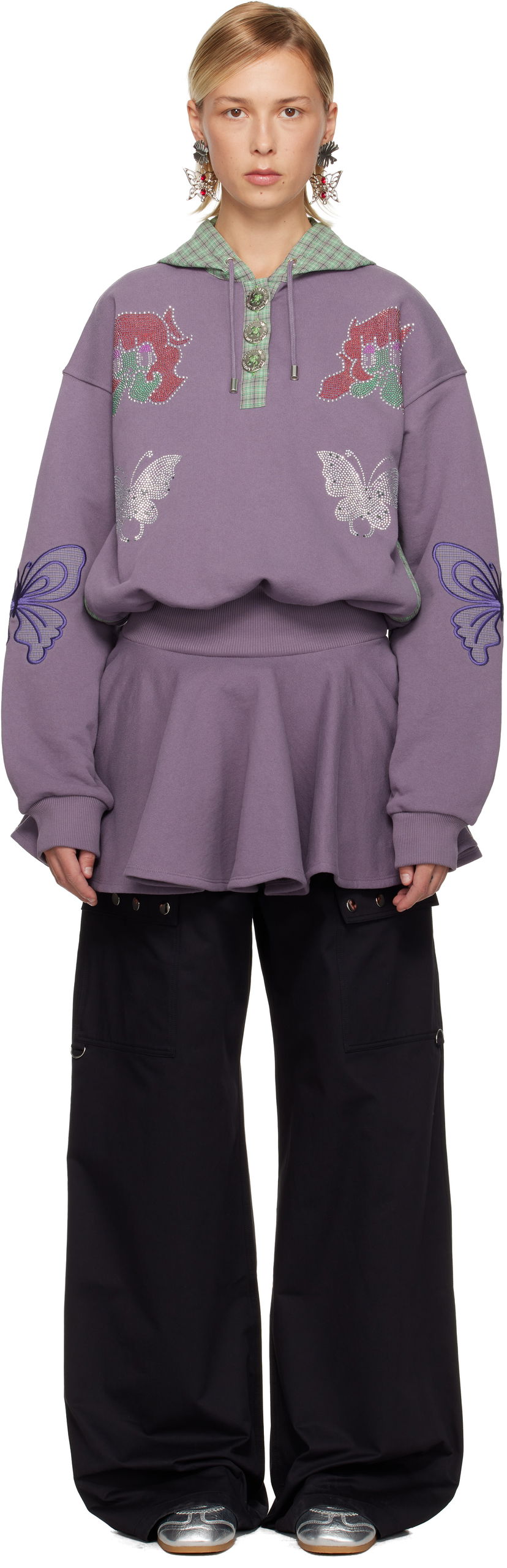 Haljina Chopova Lowena Chopova Lowena Quimby Embellished Flounced Hooded Dress Ljubičasta | 1346