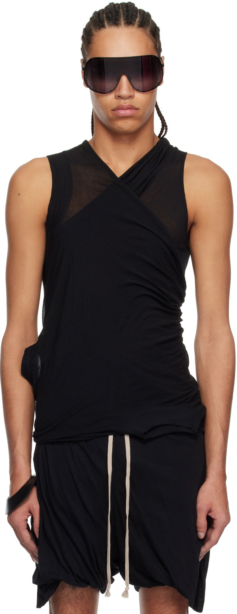 Majica bez rukava Rick Owens Rick Owens Hollywood Banana Tank Top Crna | RR01E5100 UC