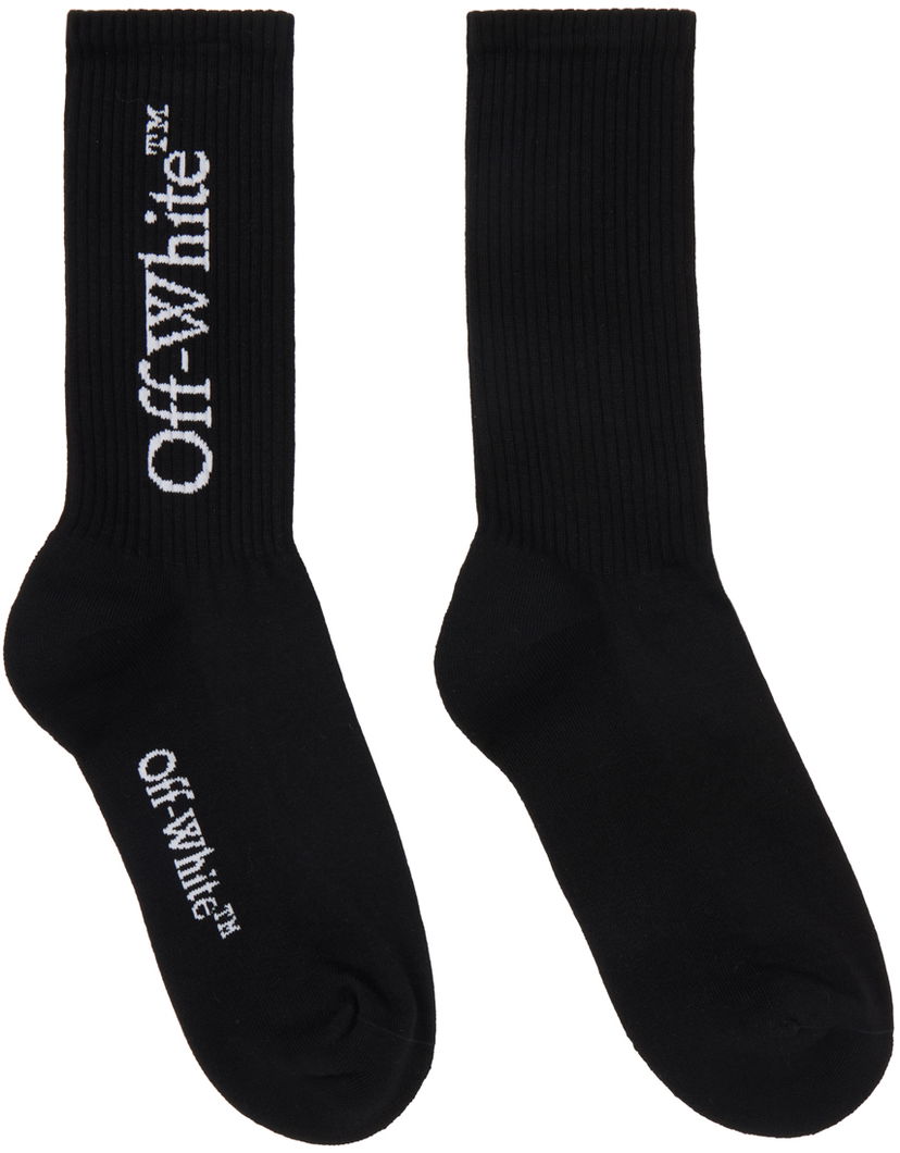Čarape Off-White Off-White Mid Calf Socks with Logo Crna | OMRA085C99KNI0011001