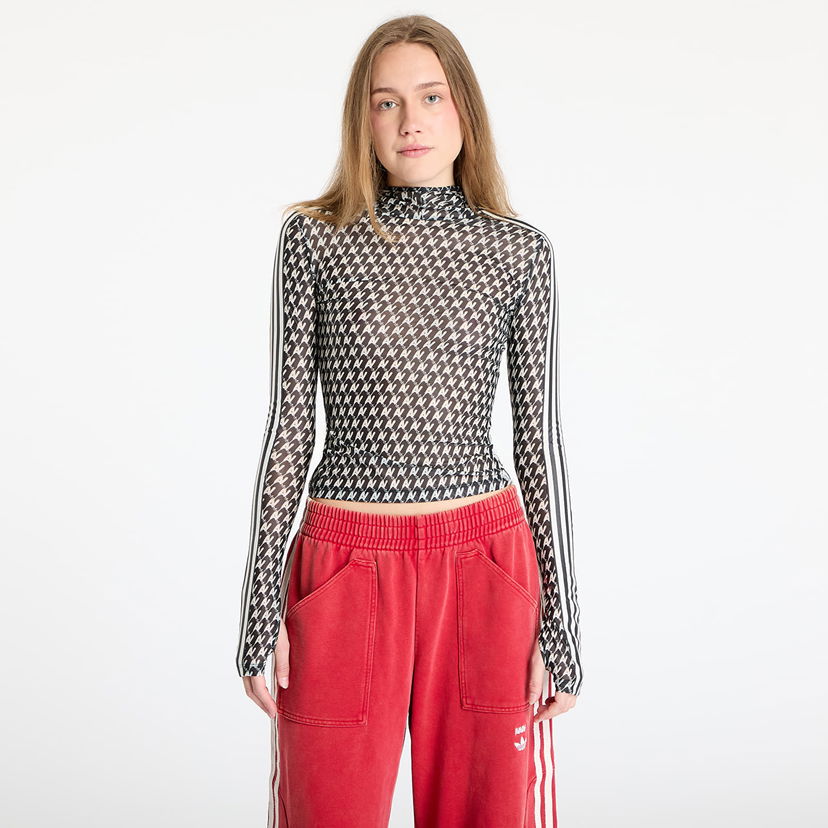 Crop top adidas Originals adidas x Avavav Mesh Aop Long Sleeve Top Crna | JP4854