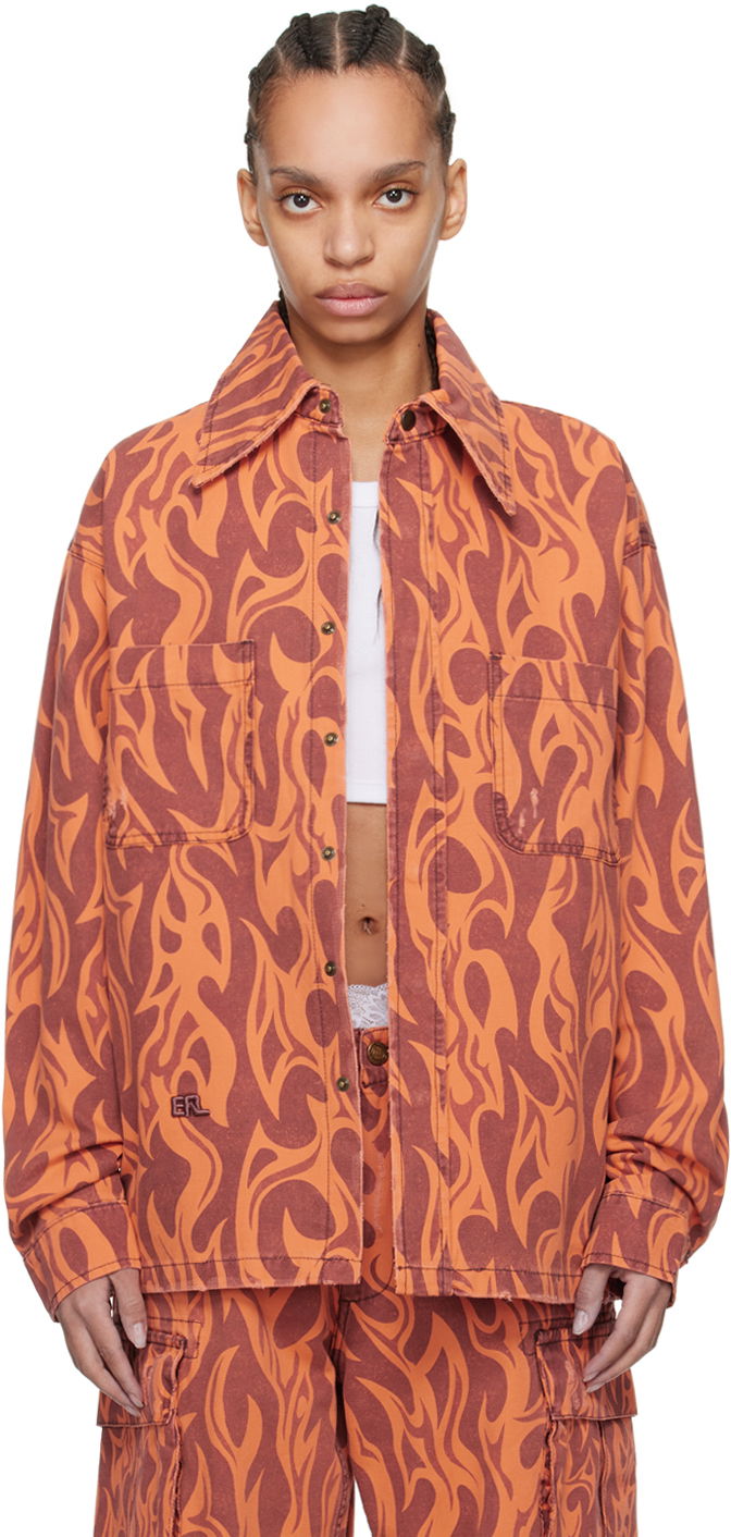 Košulja ERL ERL Flame Print Jacket Narančasta | ERL08J012
