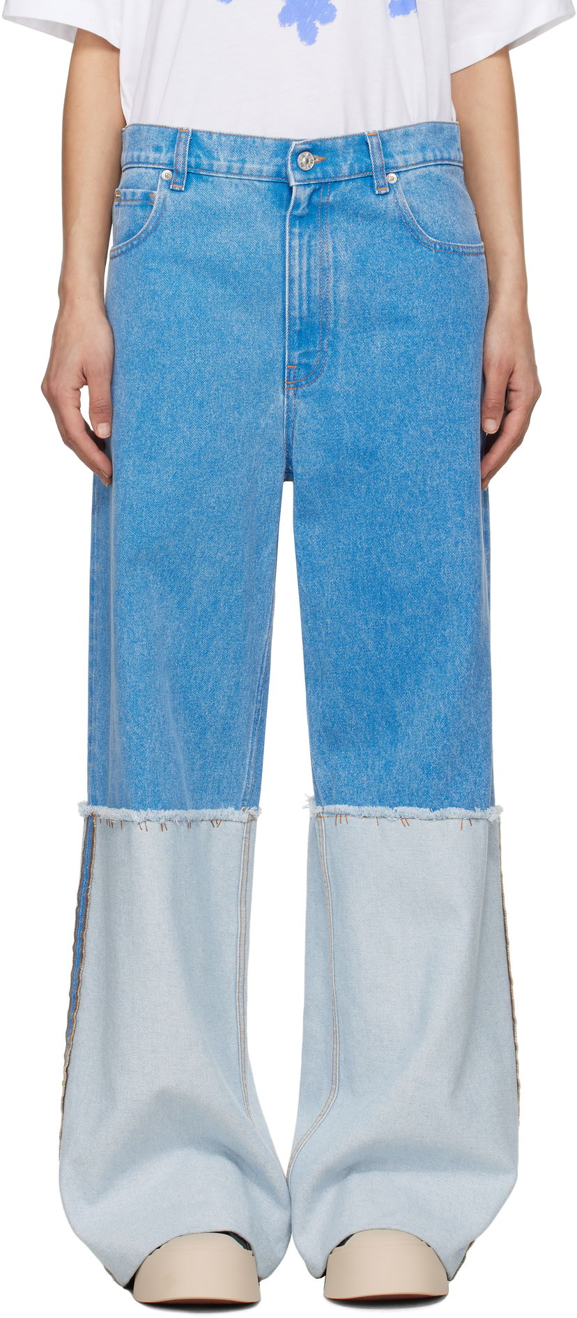 Jeans Marni Marni Two-Tone Wide Leg Jeans Plava | PAJD0559A0 USCW91