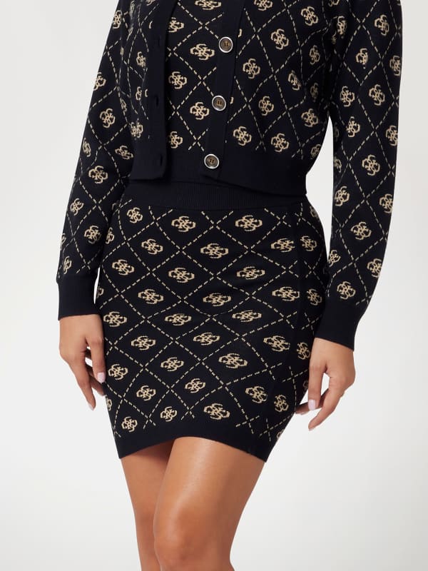 Suknja GUESS Wool Blend Mini Skirt with Logo Pattern Crna | W4BD0SZ3JD2, 0