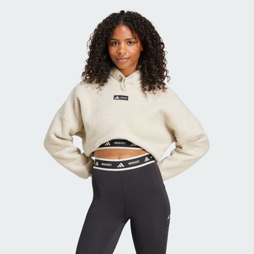 Dukserice adidas Performance MOON BOOT Cropped Fleece Hoodie Bijela | IY8050