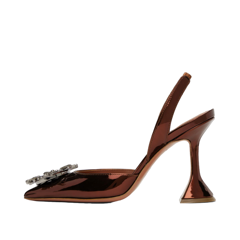 Tenisice i cipele Amina Muaddi Sling 95 Metallic Leather Pumps Smeđa | BEGUM SLING CL MIRROR