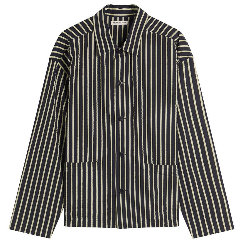 Jakna YMC YMC PJ Stripe Jacket, Size Large Tamnoplava | P5YMF-40