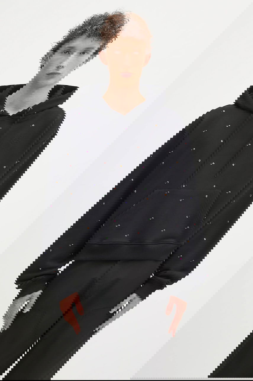 Dukserice Sky High Farm Sky High Farm Studded Cropped Hoodie Crna | SHF07T041, 0