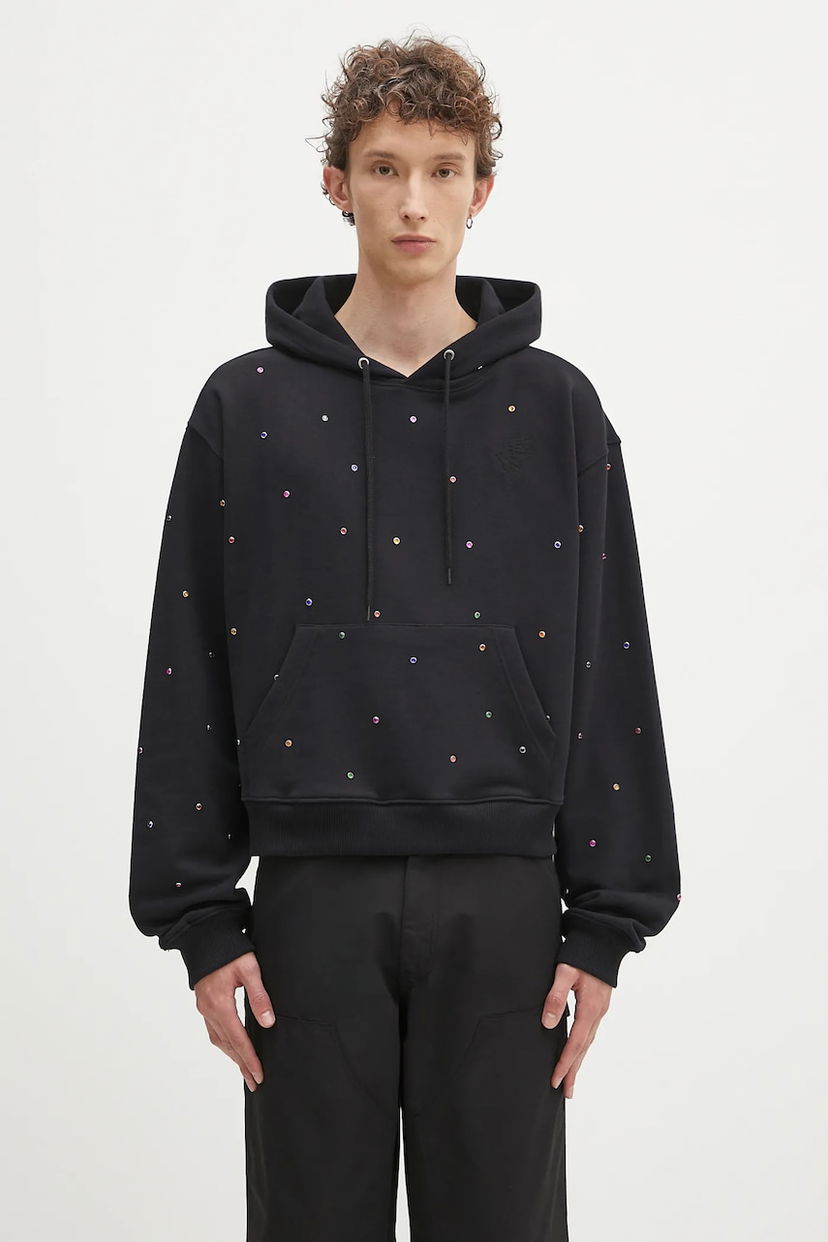 Dukserice Sky High Farm Sky High Farm Studded Cropped Hoodie Crna | SHF07T041