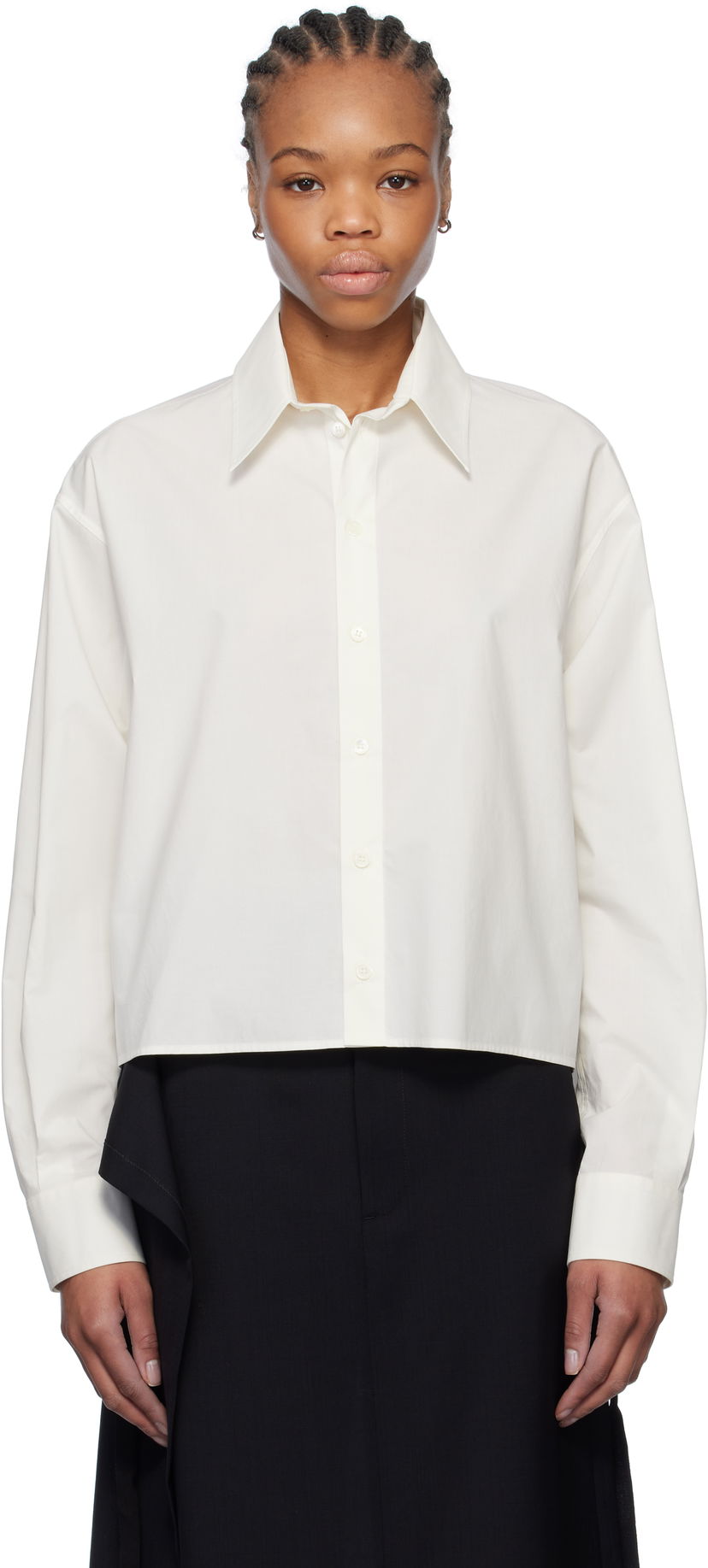Košulja Maison Margiela MM6 Maison Margiela Spliced Cotton Poplin Cropped Shirt Bijela | S52DT0042 M35256