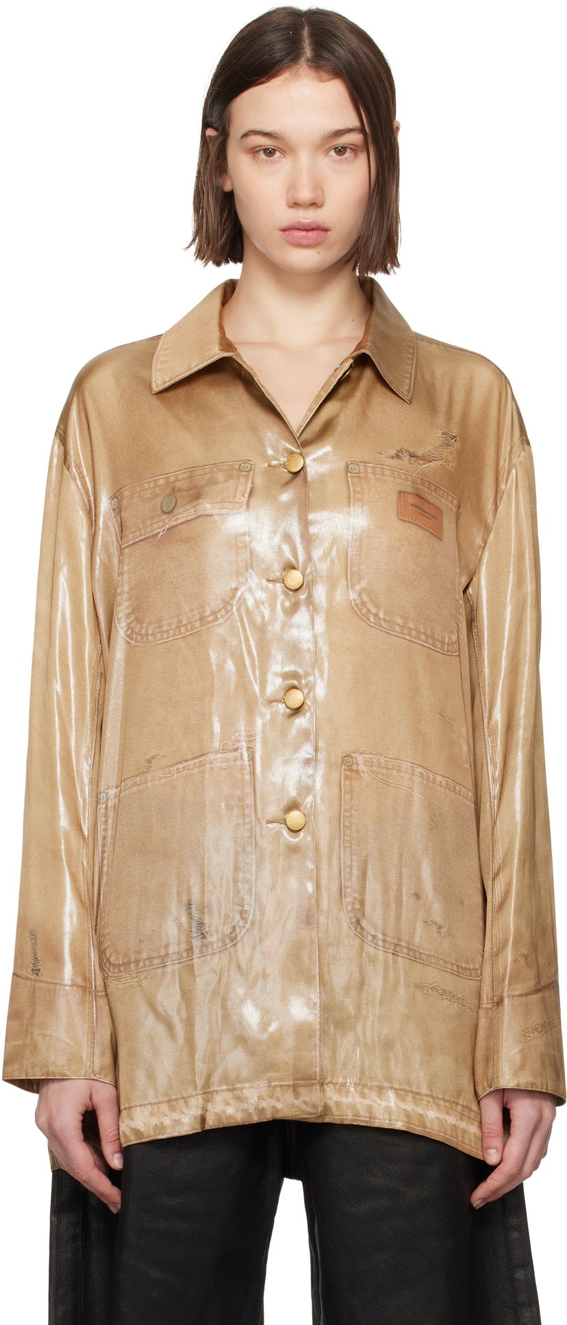 Košulja Alexander Wang Trompe L'oeil Long Sleeve Shirt Bež | 1WC3242550