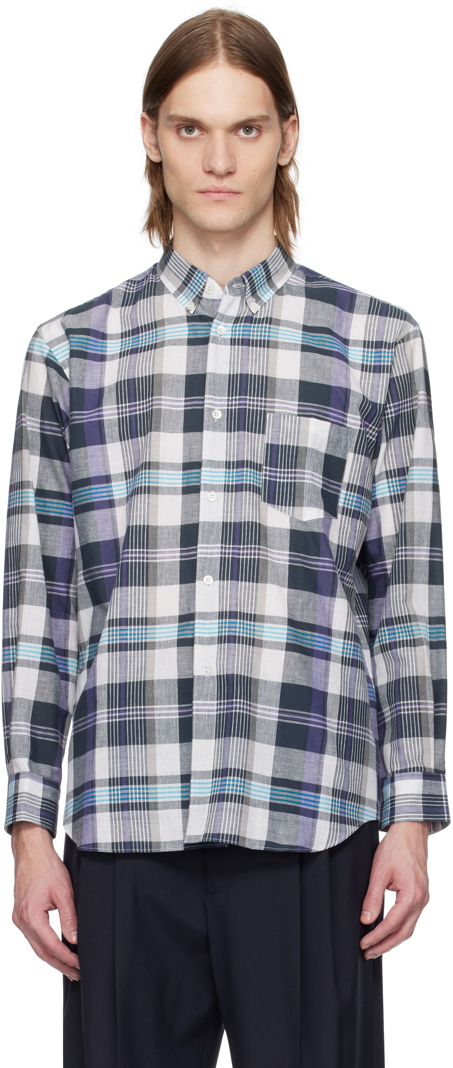 Košulja Comme des Garçons Comme des Garçons Shirt Yarn Dyed Check Poplin Shirt Ljubičasta | FO-B010-051, 0