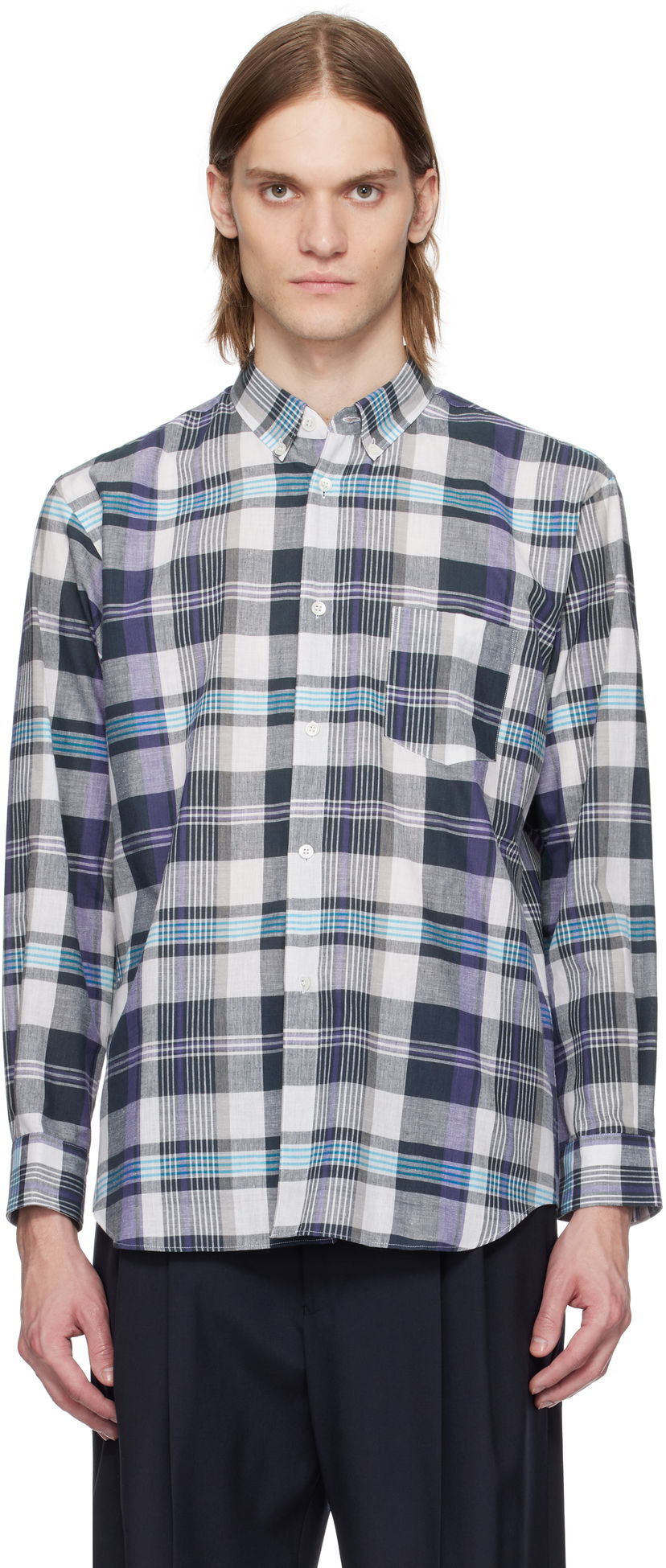 Košulja Comme des Garçons Comme des Garçons Shirt Yarn Dyed Check Poplin Shirt Ljubičasta | FO-B010-051