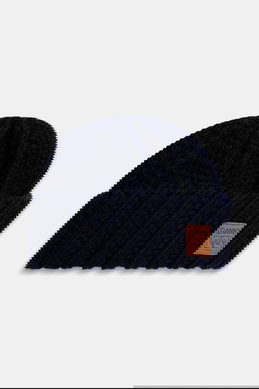 Kapica GANNI Graphic Wool Hand Knit Beanie Tamnoplava | A7171, 0