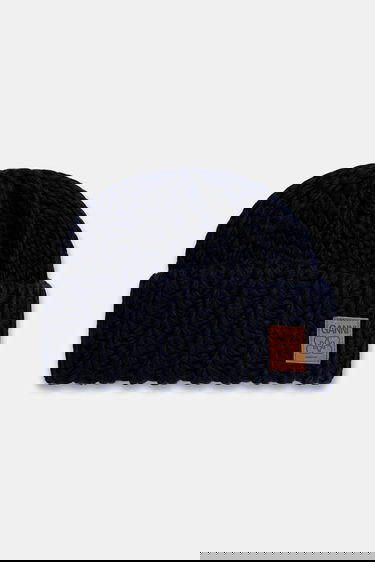 Kapica GANNI Graphic Wool Hand Knit Beanie Tamnoplava | A7171, 0