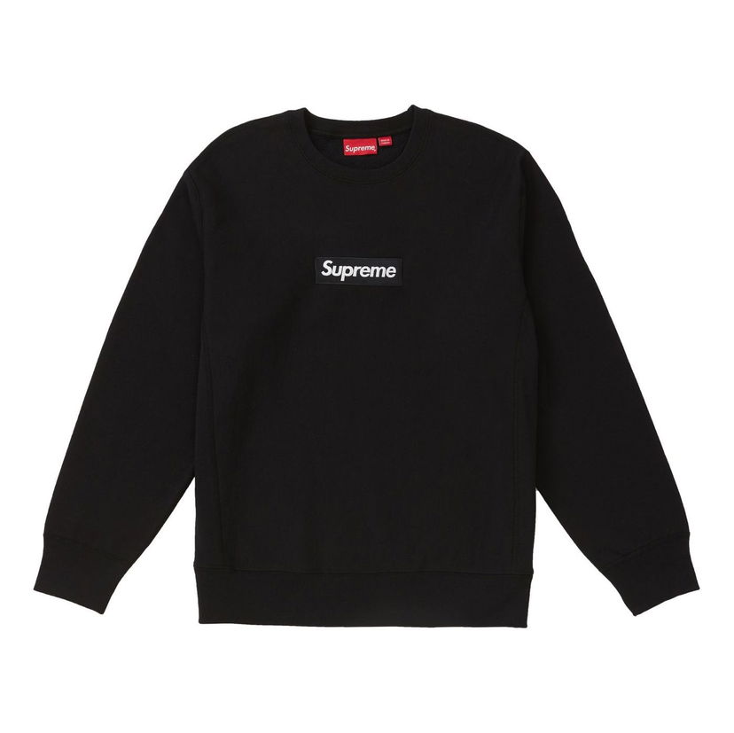 Džemper Supreme Supreme FW18 Box Logo Crewneck Pullover Fleece Lined Crna | SUP-FW18-1070