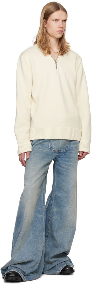 Džemper Courrèges Zipped Wool Sweater Bijela | 324MPU179FI0036, 3