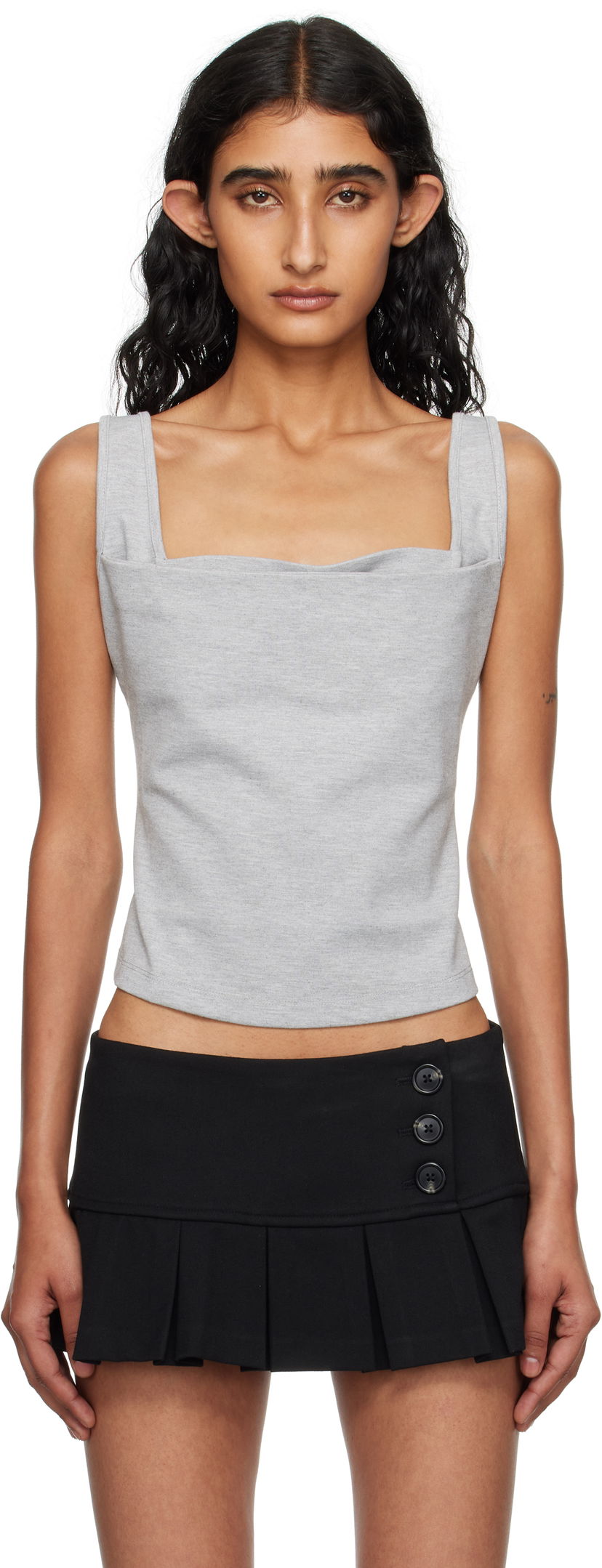 Majica bez rukava Miaou Miaou Luna Cowl Neck Tank Top Siva | 7110PONHEG