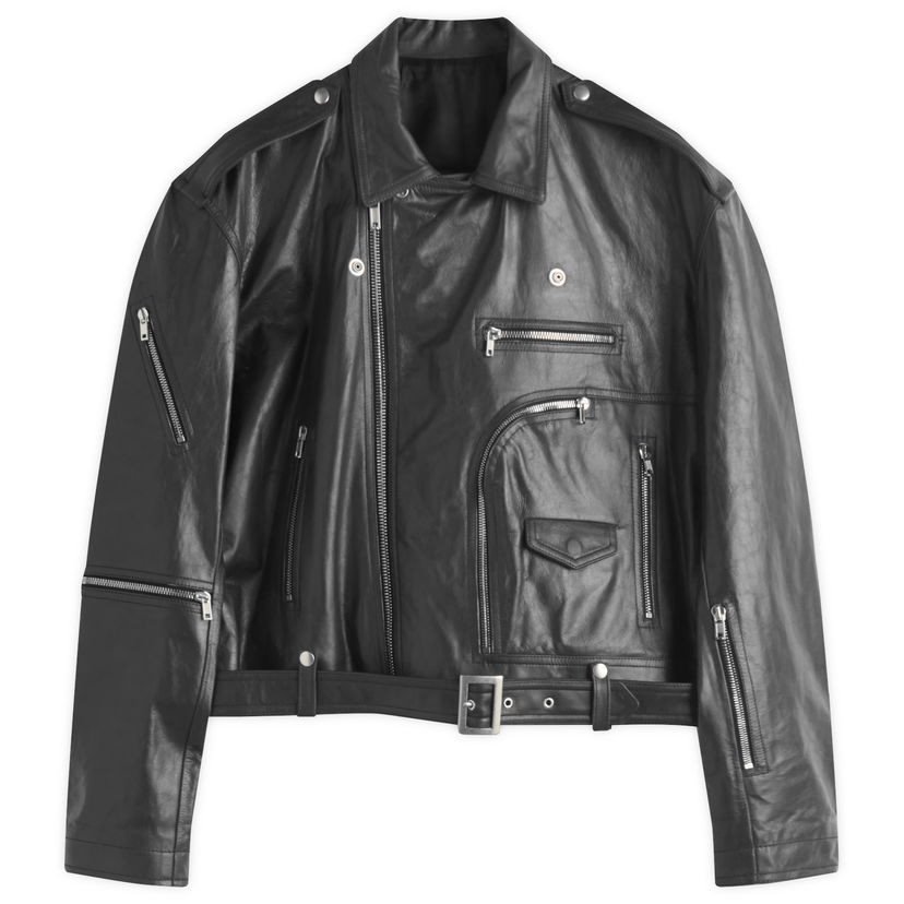 Jakna Rick Owens Rick Owens Jumbo Bauhaus Stooges Leather Biker Jacket Crna | RP01E7717-009