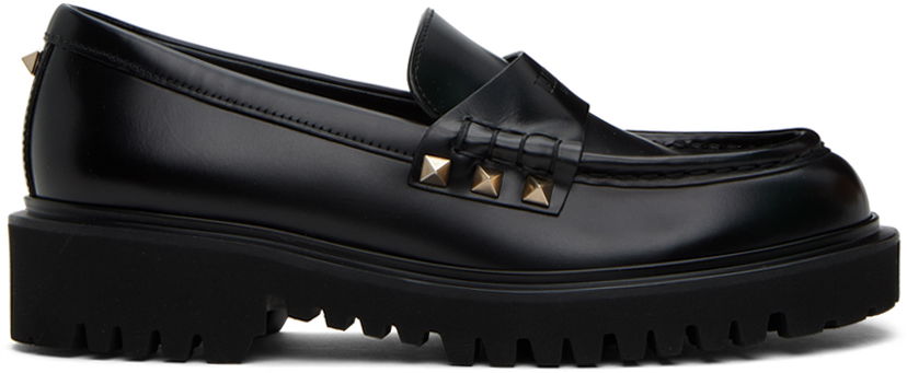 Odjeća Valentino Valentino Garavani Rockstud Calfskin Loafers Crna | 3W0S0HW9AWE