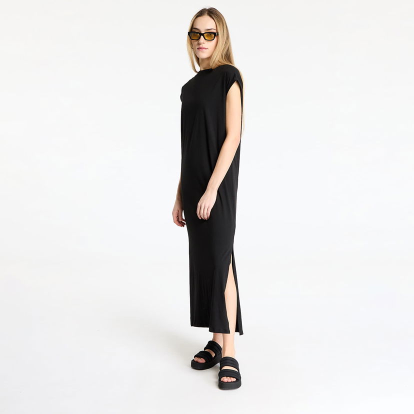 Haljina Urban Classics Urban Classics Viscose Extended Shoulder Dress Crna | TB7437-00007