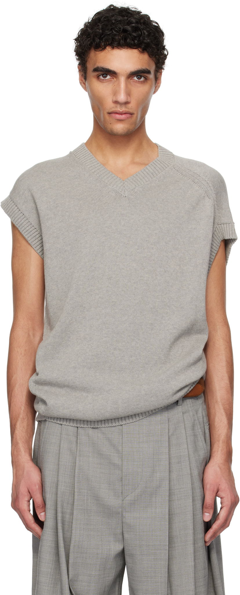 Džemper HED MAYNER Hed Mayner V-Neck Knit Vest Siva | HMMA75074A-HA600