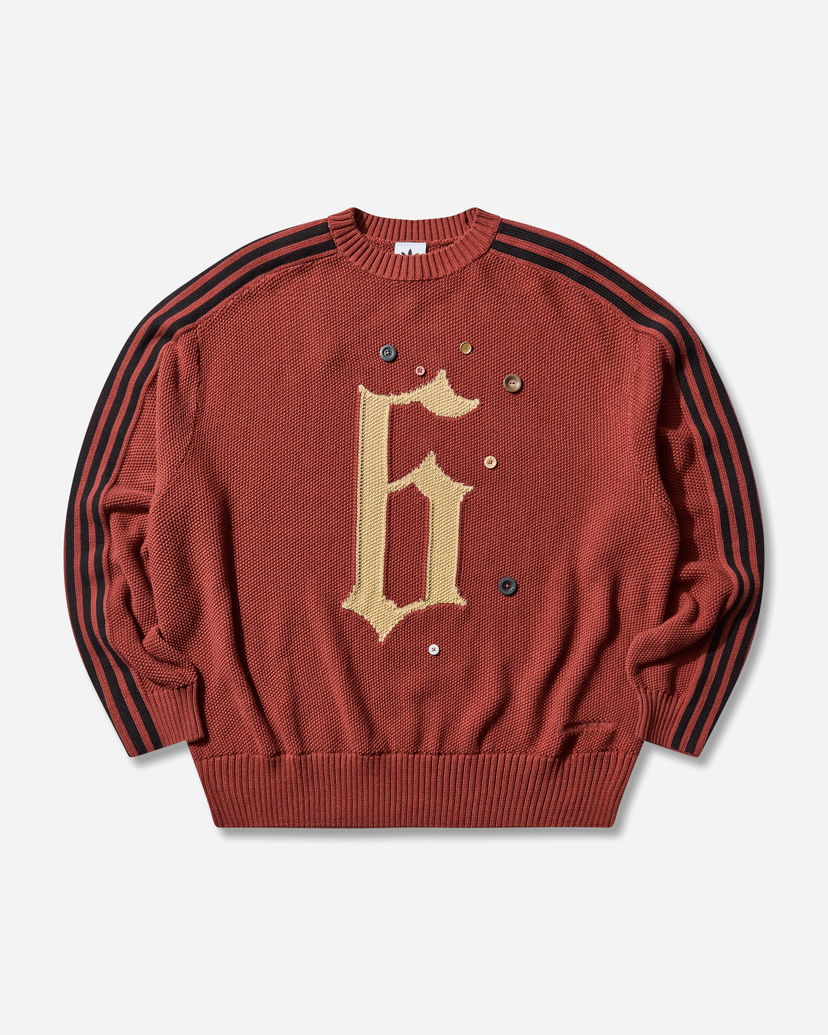 Džemper adidas Originals SFTM Knit Crew Neck Sweater with Gothic F Applique, Decorative Buttons, and Striped Sleeves Crvena | KC0327