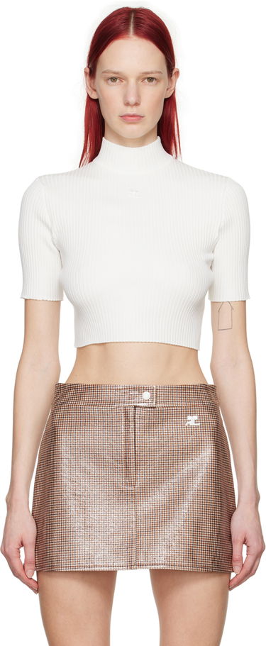 Crop top Courrèges Cropped Fitted T-Shirt Bijela | 124MPU135FI0001, 0