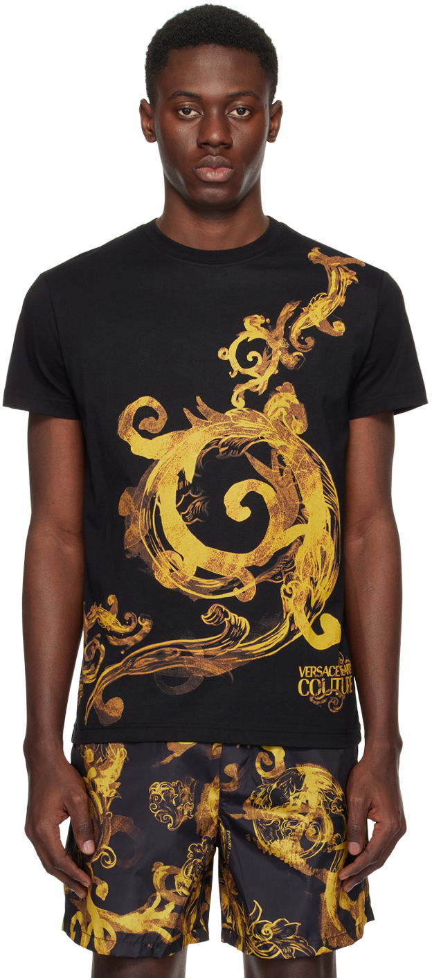 Majica kratkih rukava Versace Couture Black Watercolor Couture T-Shirt Crna | E76GAH6SW_EJS304