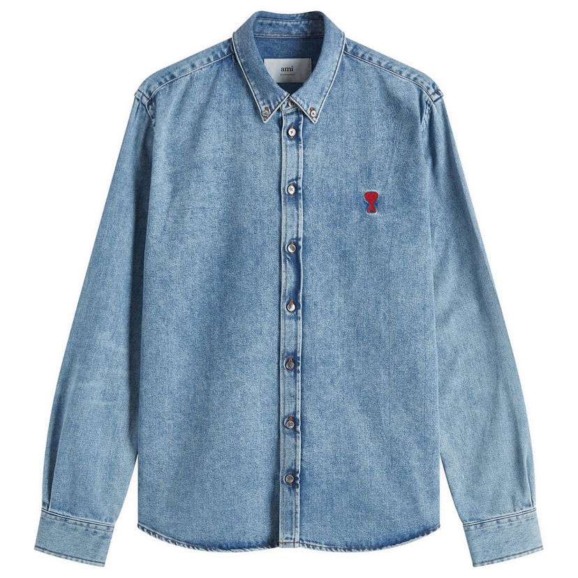 Košulja AMI AMI Paris ADC Denim Shirt, Size Large Plava | USH063-DE0056-480