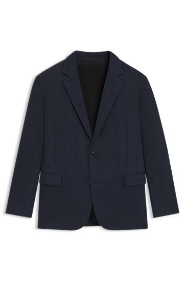 Jakna BOSS Slim-Fit Twill-Print Jersey Blazer Tamnoplava | 50544597