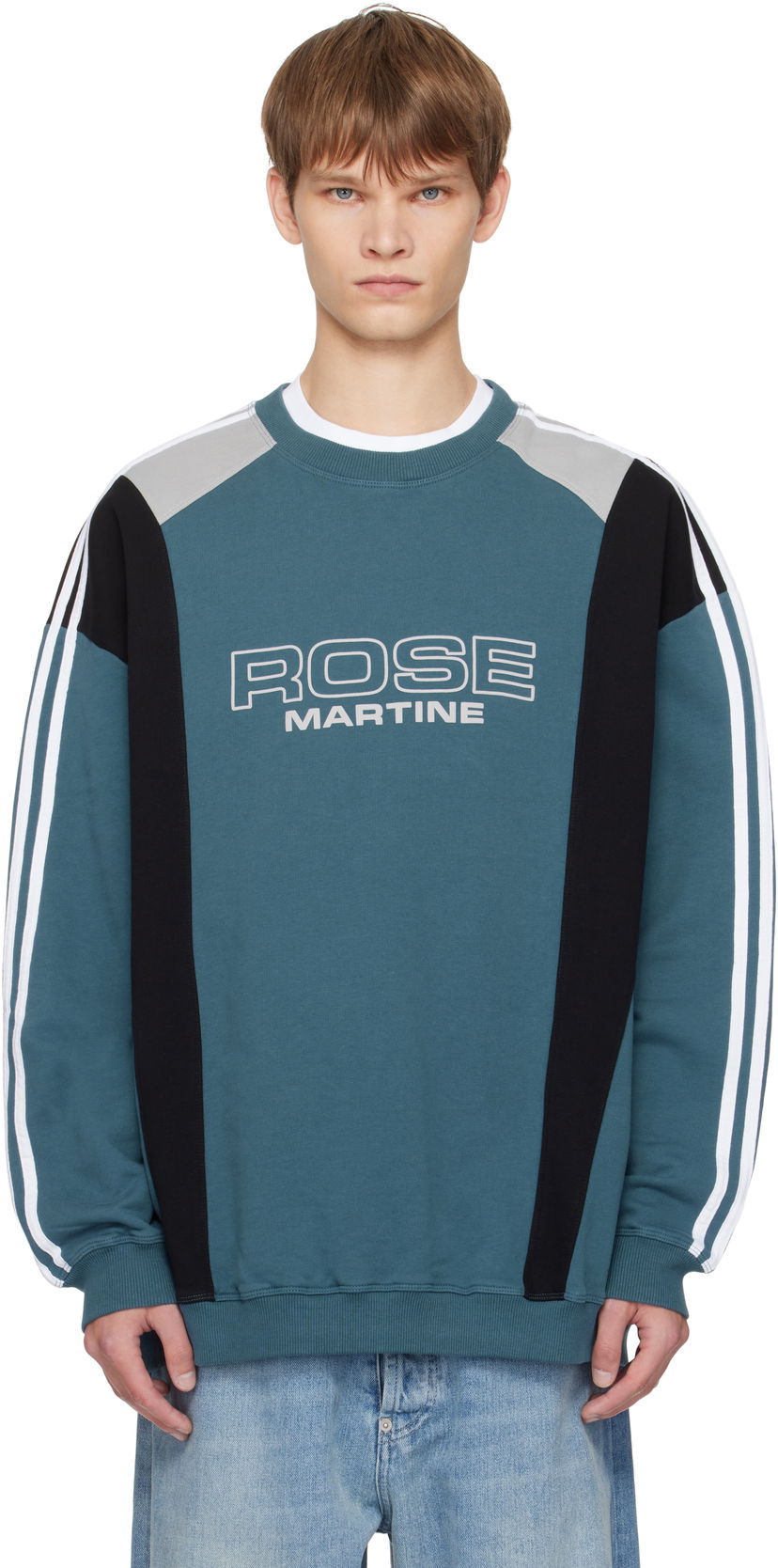 Dukserice Martine Rose Martine Rose Panelled Sweatshirt Tirkiz | 673JS01529D