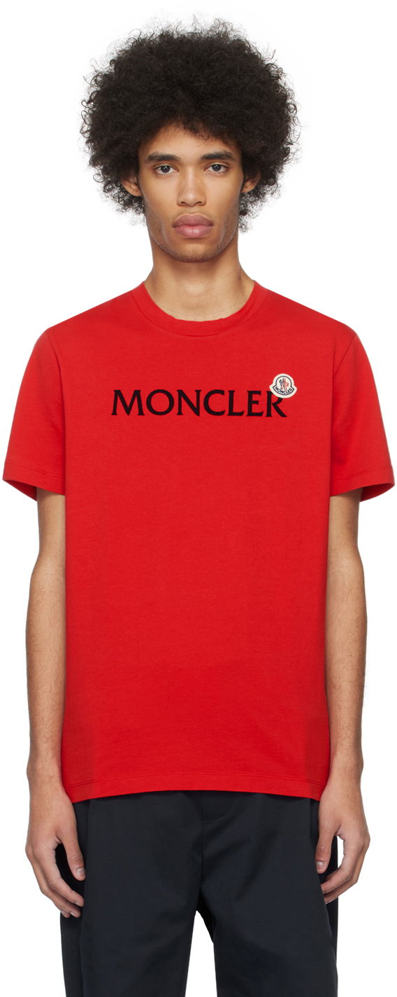 Majica kratkih rukava Moncler Flocked T-Shirt Crvena | J10918C000578390T