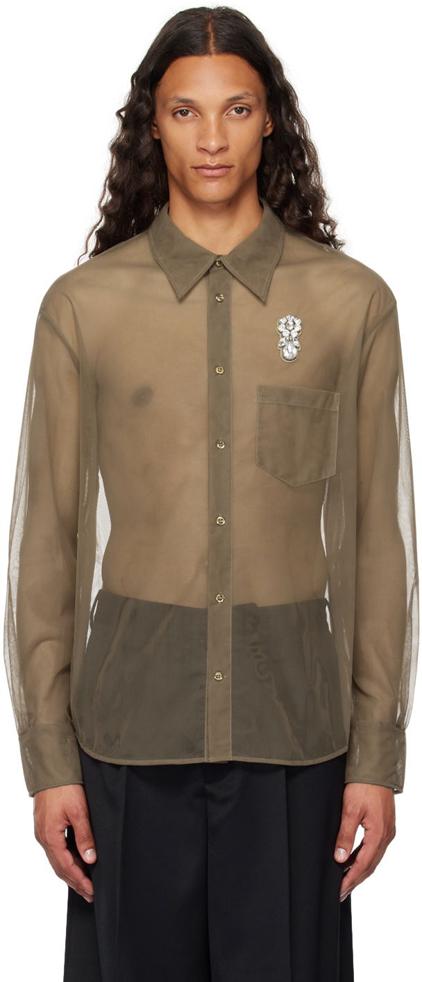 Košulja Simone Rocha Simone Rocha Sheer Embellished Shirt Zelena | 5289TB 0069