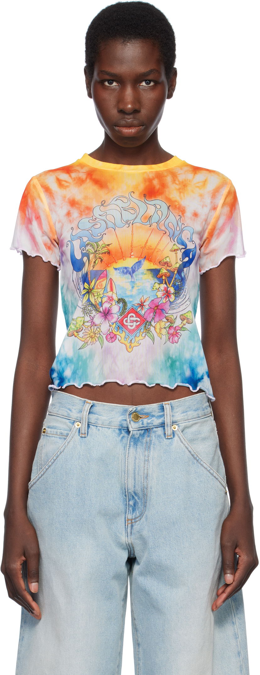 Crop top Casablanca Casablanca Surf Trip Tie Dye Mesh T-Shirt Višebojno | WS25-TP-074-01