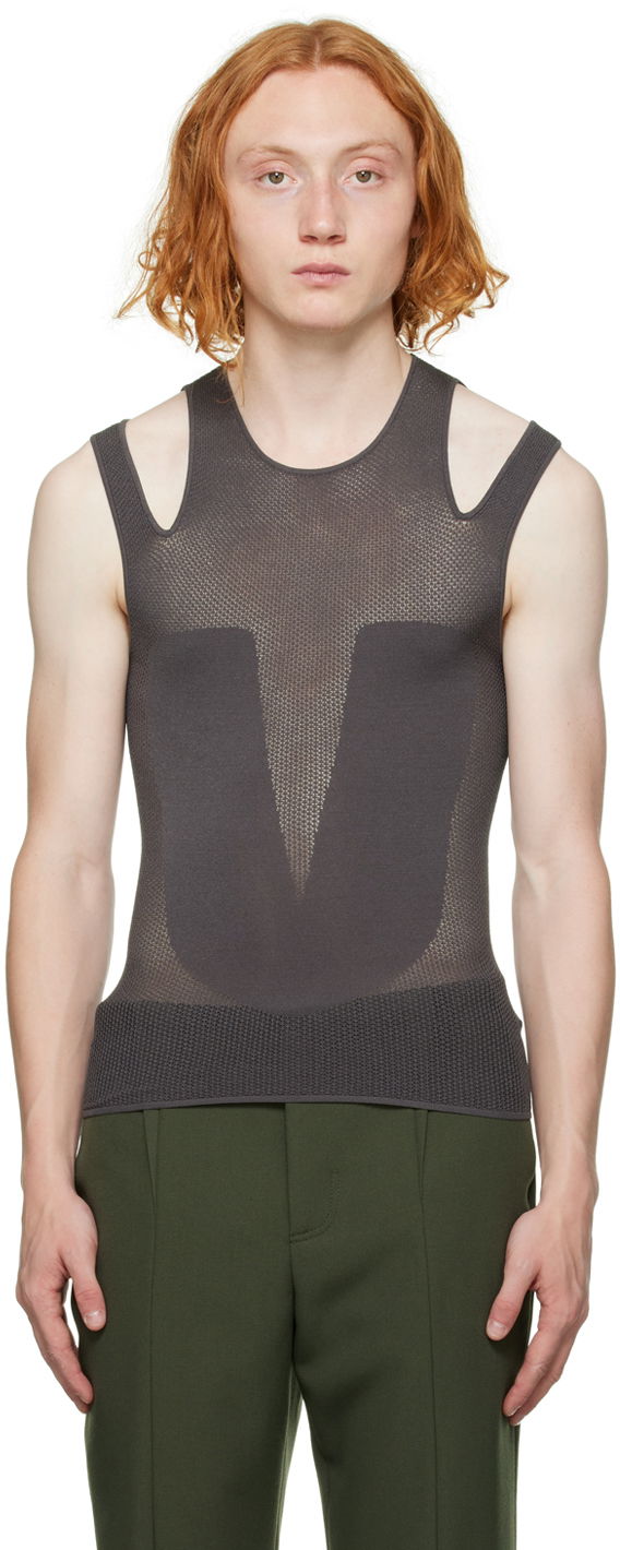 Majica bez rukava Dion Lee Cutout Detail Tank Top Siva | C7112F22