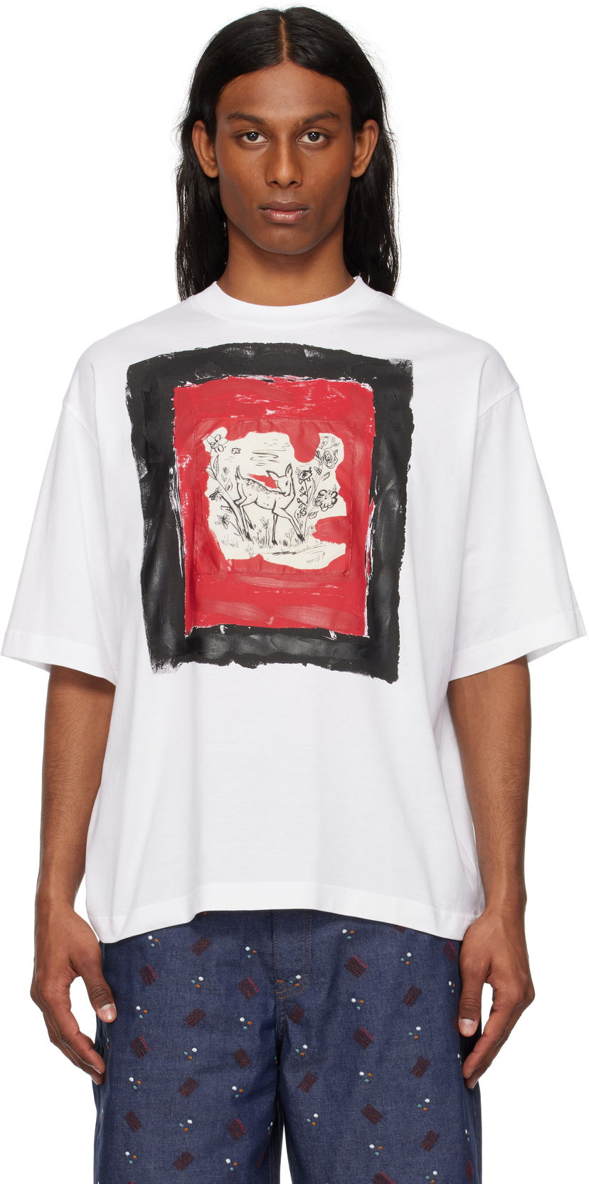 Majica kratkih rukava Marni Marni Fawn Print T-Shirt Bijela | HUMU0223QP USCX69