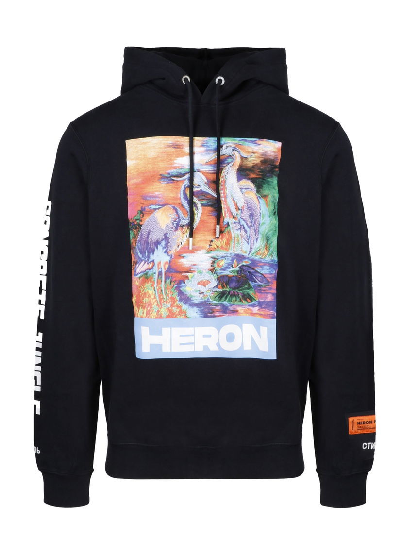 Dukserice HERON PRESTON Watercolor Print Hoodie Crna | HMBB007S208960211088