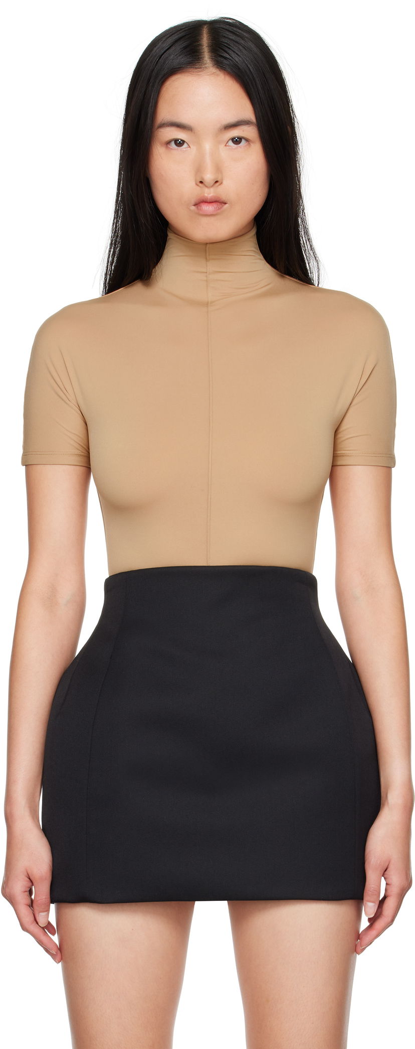 Body WARDROBE.NYC Huntington-Whiteley Edition RHW Short Sleeve Bodysuit Bež | W1087R18JE
