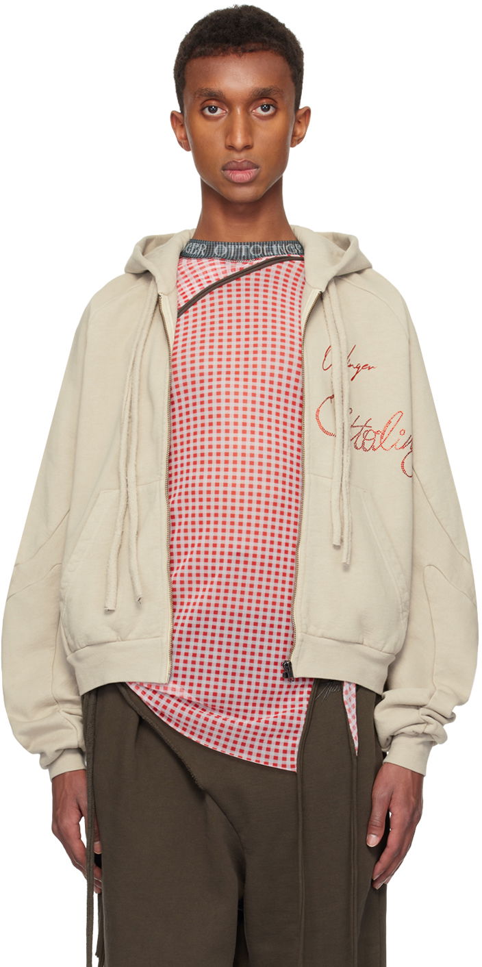 Dukserice Ottolinger Ottolinger Oversized Zip Hoodie Bež | 1150204121