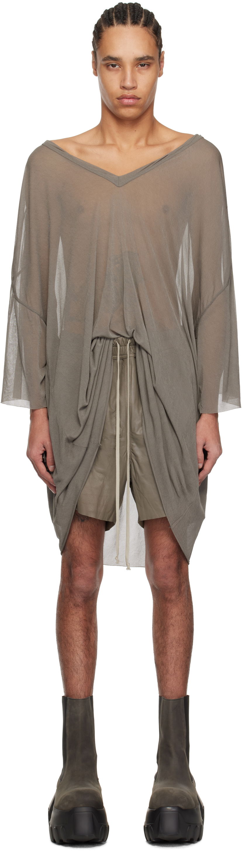 Majica kratkih rukava Rick Owens Rick Owens Hollywood Tommy V-Neck T-Shirt Siva | RR01E5279 JCR