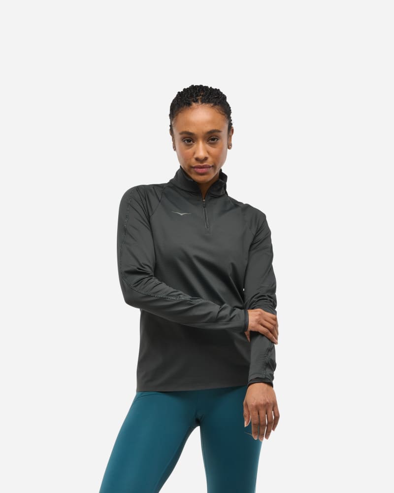 Dukserice Hoka One One GlideTech Quarter Zip Running Jacket, Size Large Crna | 1164155-BLK
