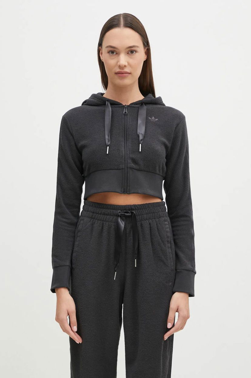 Dukserice adidas Originals Hoodie Cropped With Zipper Siva | JN3006