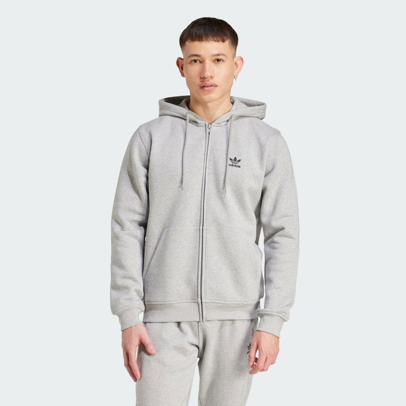 Dukserice adidas Performance Trefoil Essentials Full-Zip Siva | IY7354